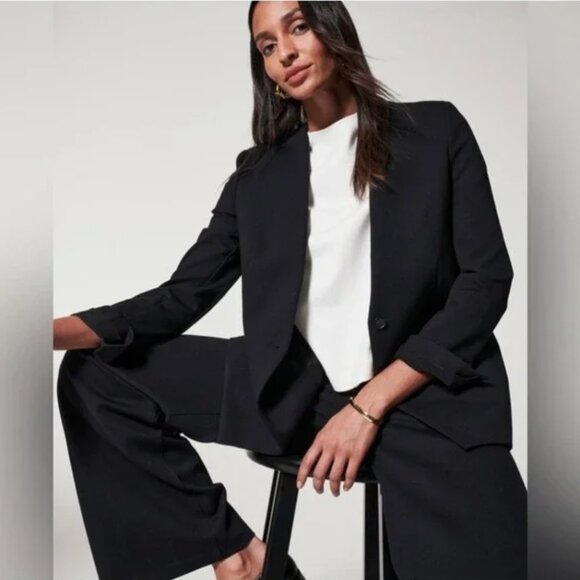 SPANX The Perfect Collarless Oversized Pointe Black Blazer - Picture 1 of 7